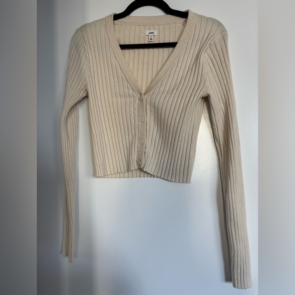 Aerie Cream Ribbed Knit Top